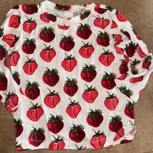 Kate Quinn Red and White Long Sleeve Tee with Fruit Print